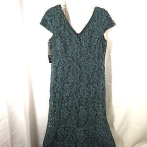 NWT‎ Alex Evenings Green Short Sleeve Mother of Bride Maxi Womens 14P